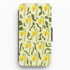 Daffodil Pattern - Floral Flip / Wallet Phone Case