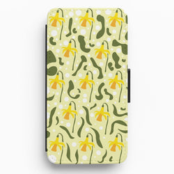 Daffodil Pattern - Floral Flip / Wallet Phone Case