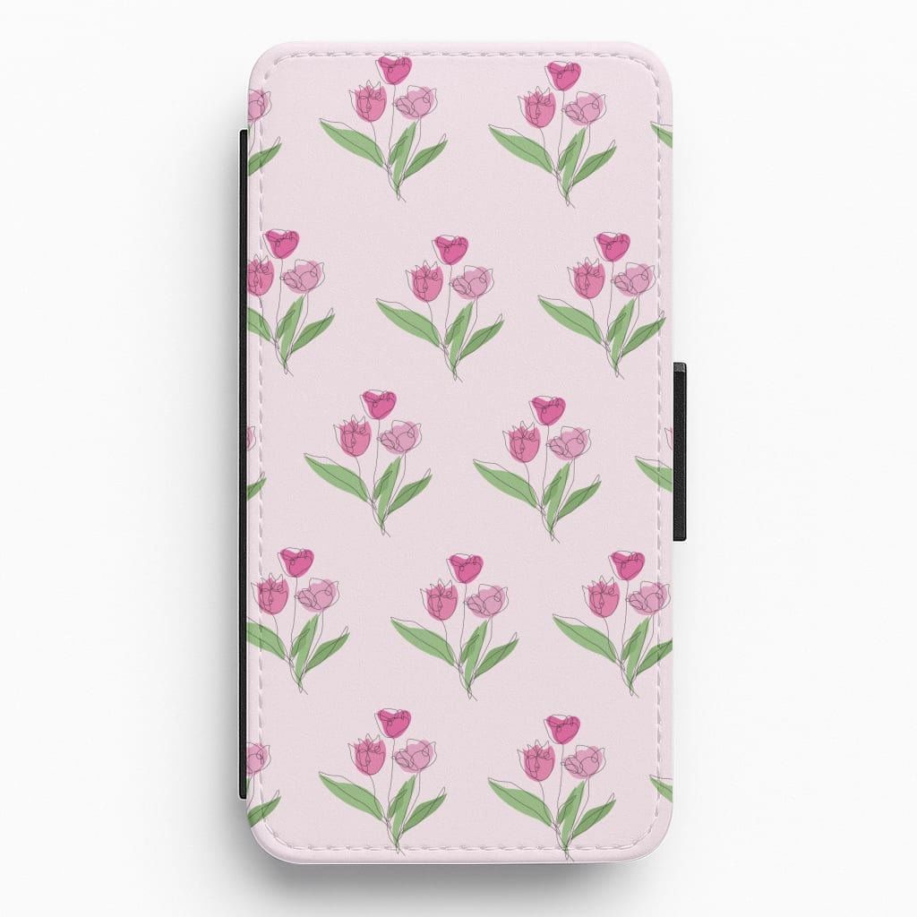 Pink Pattern - Floral Flip / Wallet Phone Case
