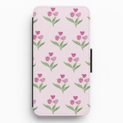 Pink Pattern - Floral Flip / Wallet Phone Case