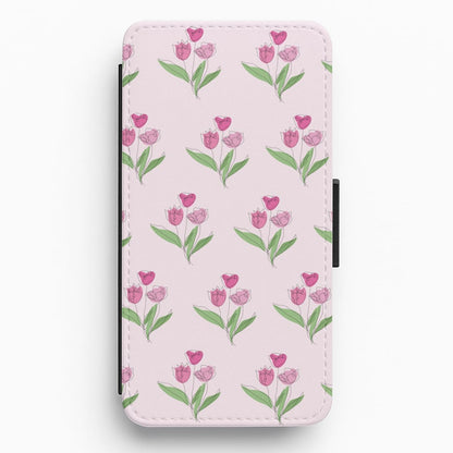 Pink Pattern - Floral Flip / Wallet Phone Case