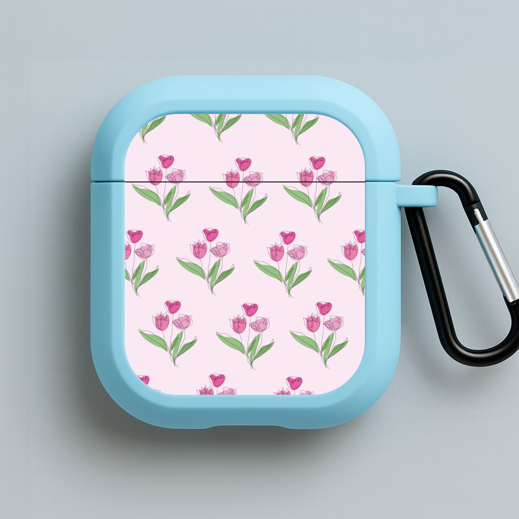 Pink Pattern - Floral Blue AirPods Case