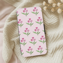 Pink Pattern - Floral Flip / Wallet Phone Case