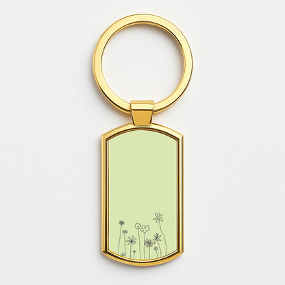 Floral Outline - Floral Gold Keyring