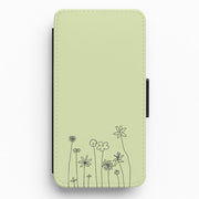 Floral Outline - Floral Flip / Wallet Phone Case 1