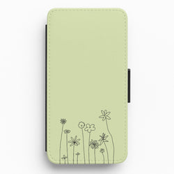 Floral Outline - Floral Flip / Wallet Phone Case