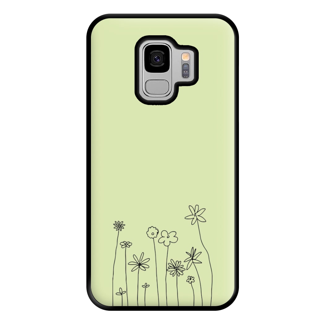 Floral Outline - Floral Phone Case for Galaxy S9 Plus