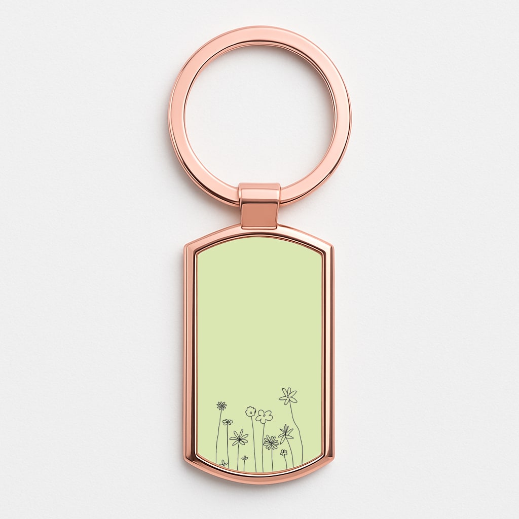Floral Outline - Floral Rose Gold Keyring