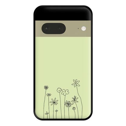 Floral Outline - Floral Phone Case for Google Pixel 7a