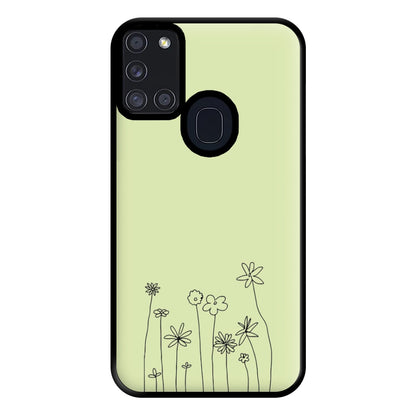 Floral Outline - Floral Phone Case for Galaxy A21s