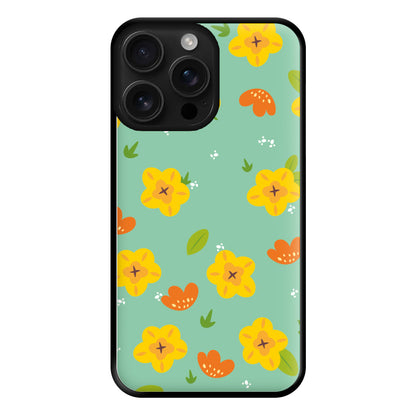 Yellow And Orange Pattern - Floral Phone Case for iPhone 16 Pro Max