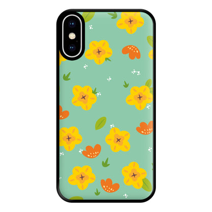 Yellow And Orange Pattern - Floral Phone Case for iPhone XS Max