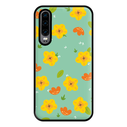 Yellow And Orange Pattern - Floral Phone Case for Huawei P30