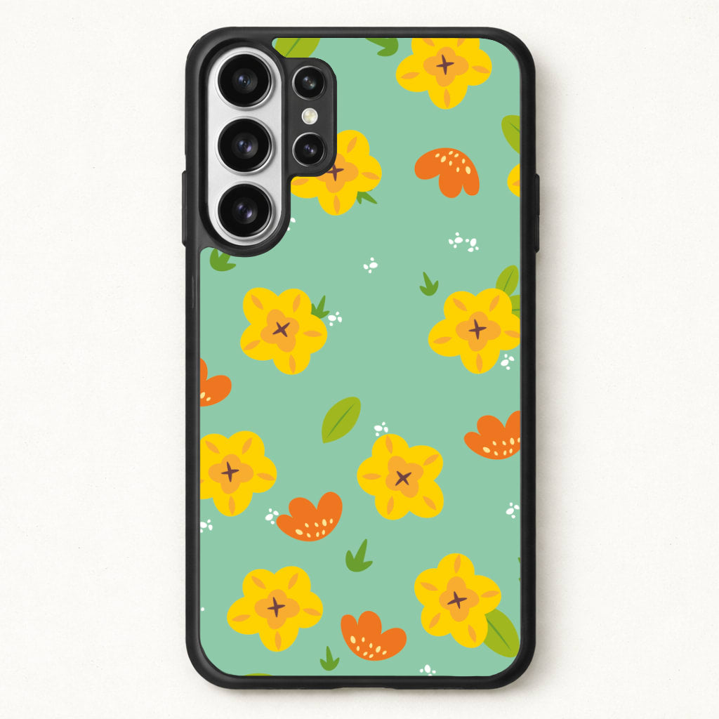 Yellow And Orange Pattern - Floral Phone Case for Galaxy S26 Ultra