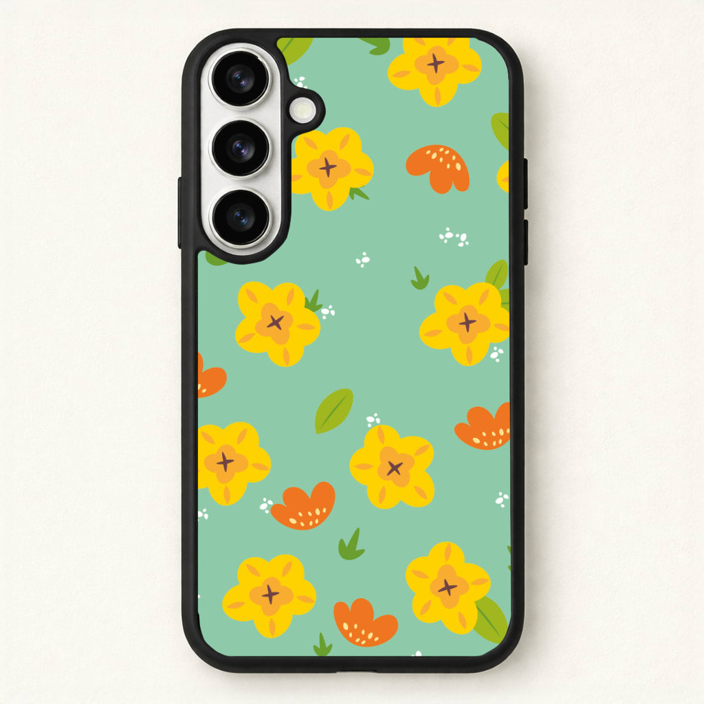Yellow And Orange Pattern - Floral Phone Case for Galaxy S26 Plus