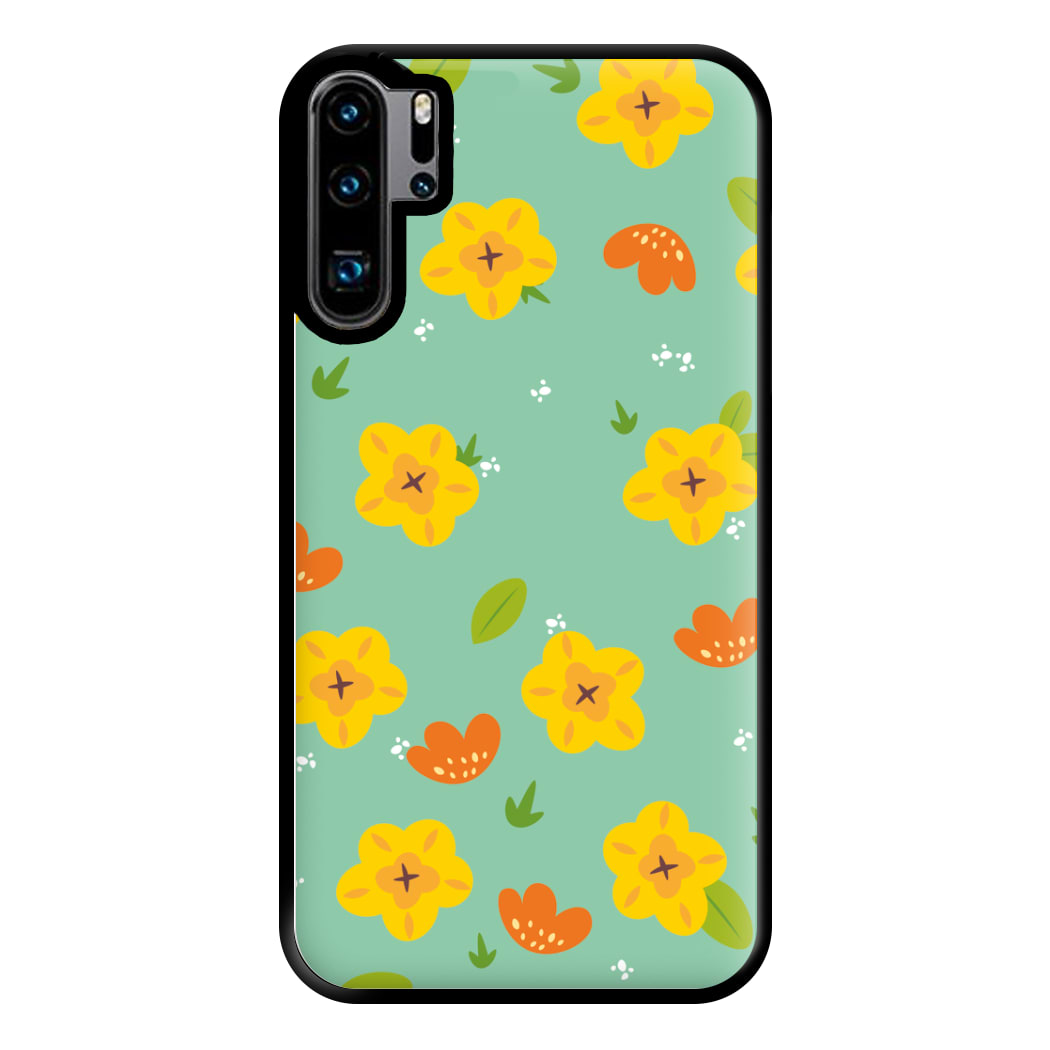 Yellow And Orange Pattern - Floral Phone Case for Huawei P30 Pro