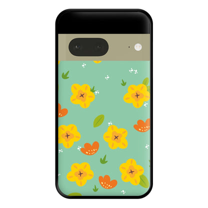 Yellow And Orange Pattern - Floral Phone Case for Google Pixel 7a