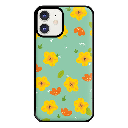 Yellow And Orange Pattern - Floral Phone Case for iPhone 12 / 12 Pro