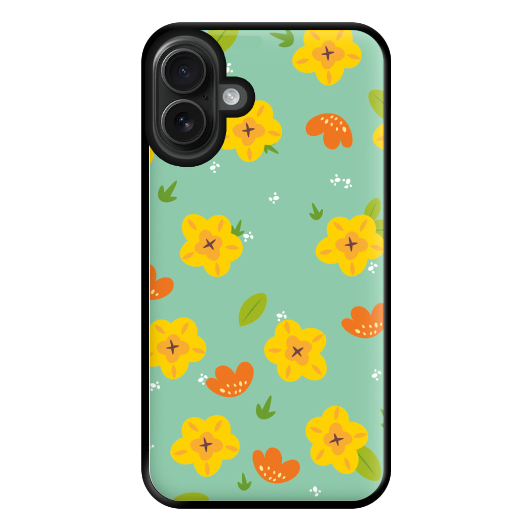 Yellow And Orange Pattern - Floral Phone Case for iPhone 16 Plus