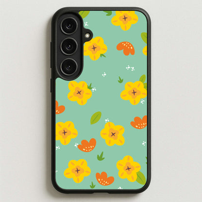 Yellow And Orange Pattern - Floral Phone Case for Galaxy S25FE