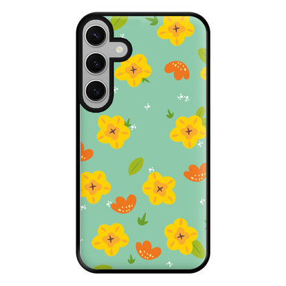 Yellow And Orange Pattern - Floral Phone Case for Galaxy S24FE