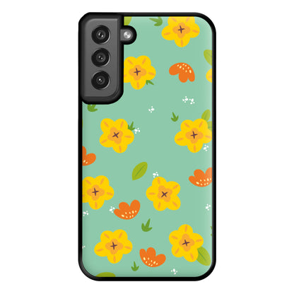 Yellow And Orange Pattern - Floral Phone Case for Galaxy S21FE