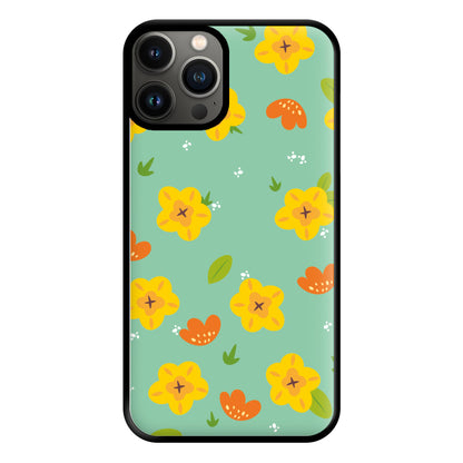 Yellow And Orange Pattern - Floral Phone Case for iPhone 13 Pro Max