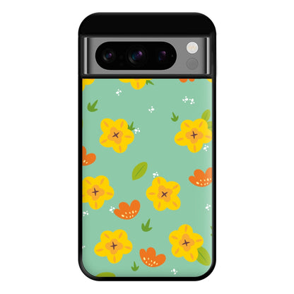 Yellow And Orange Pattern - Floral Phone Case for Google Pixel 8 Pro