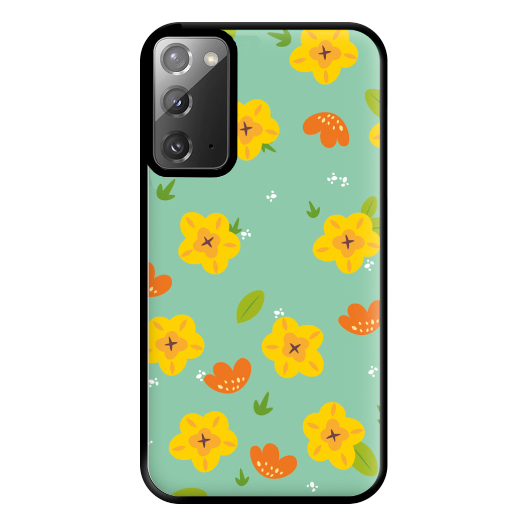 Yellow And Orange Pattern - Floral Phone Case for Galaxy Note 20 Ultra