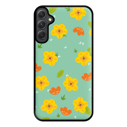 Yellow And Orange Pattern - Floral Phone Case for Galaxy A14