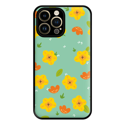 Yellow And Orange Pattern - Floral Phone Case for iPhone 14 Pro Max