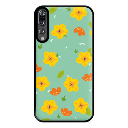 Yellow And Orange Pattern - Floral Phone Case for Huawei P20 Pro