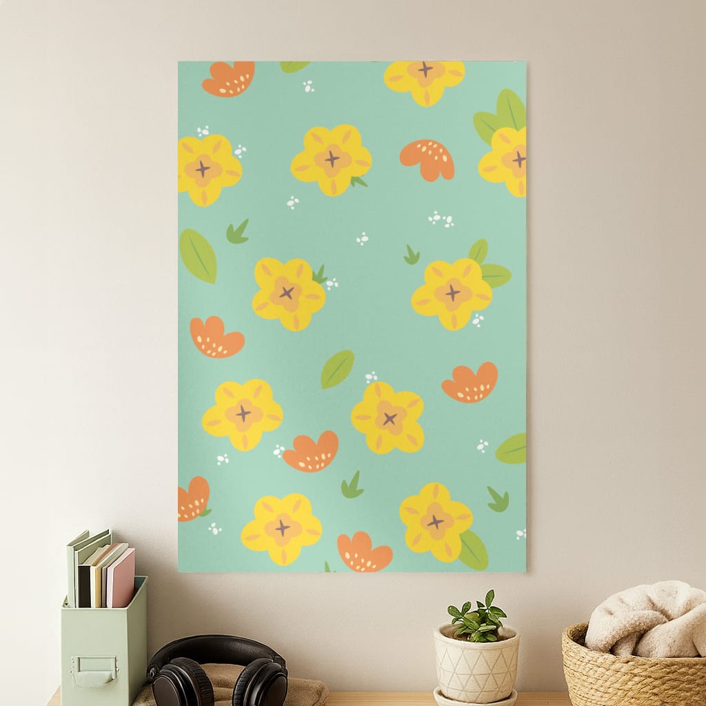 Yellow And Orange Pattern - Floral Poster