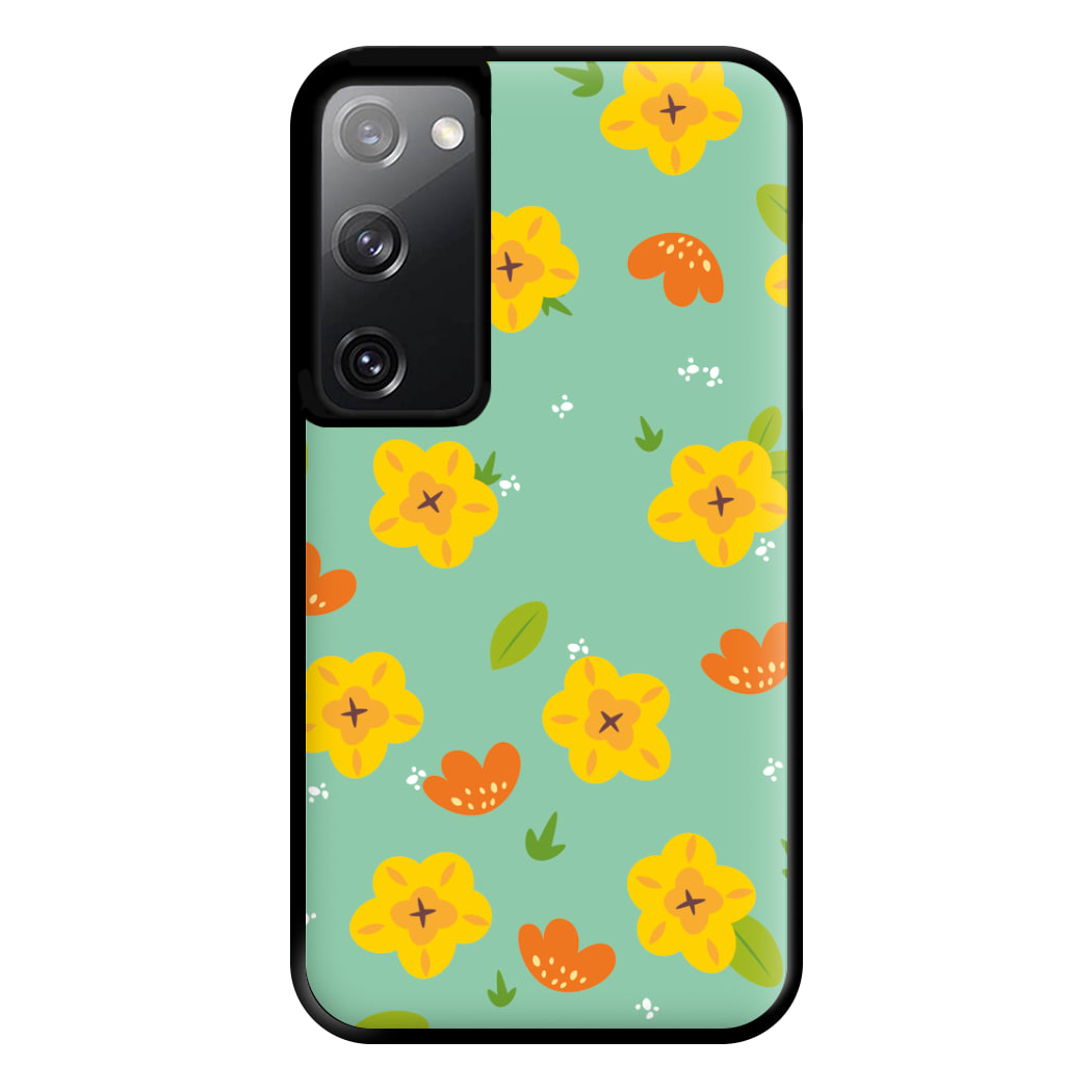 Yellow And Orange Pattern - Floral Phone Case for Galaxy S20