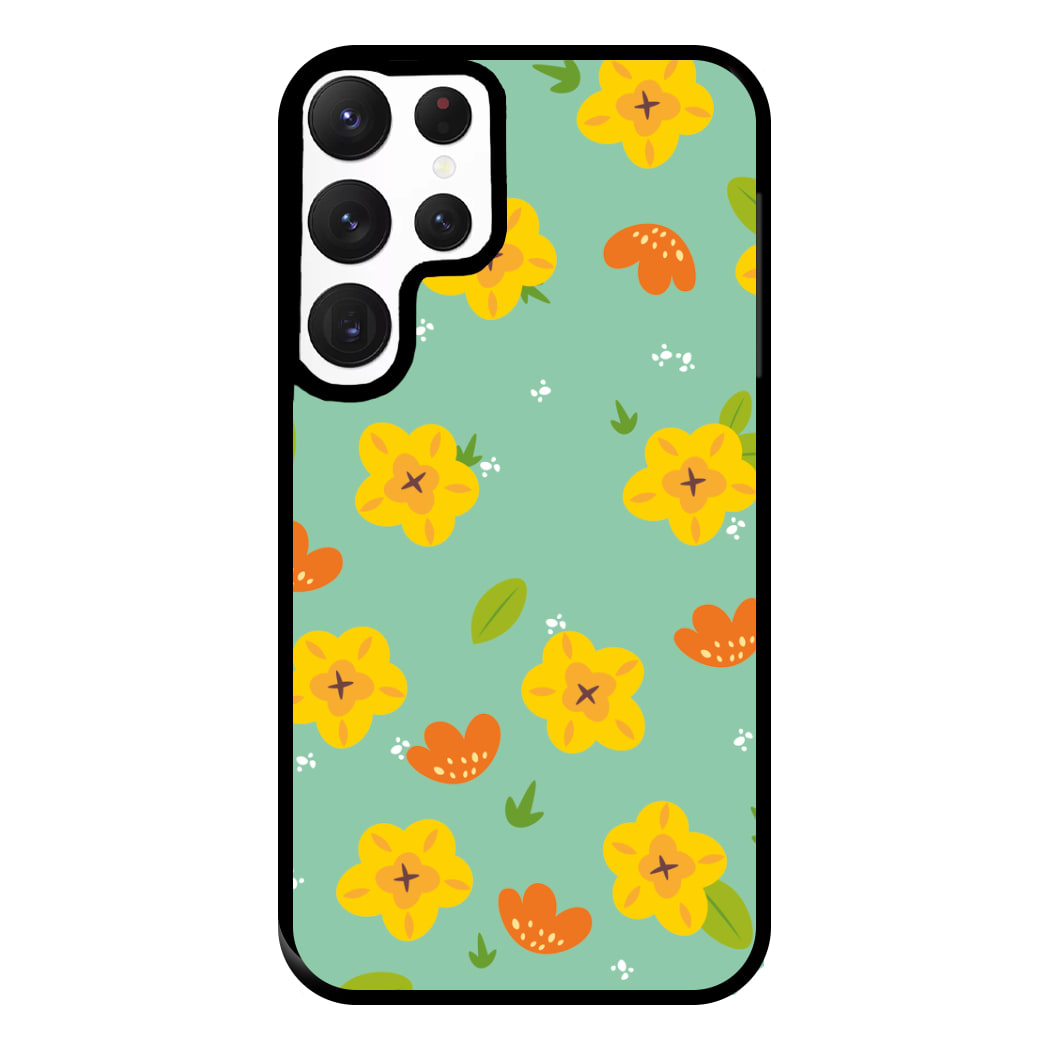 Yellow And Orange Pattern - Floral Phone Case for Galaxy S22 Ultra