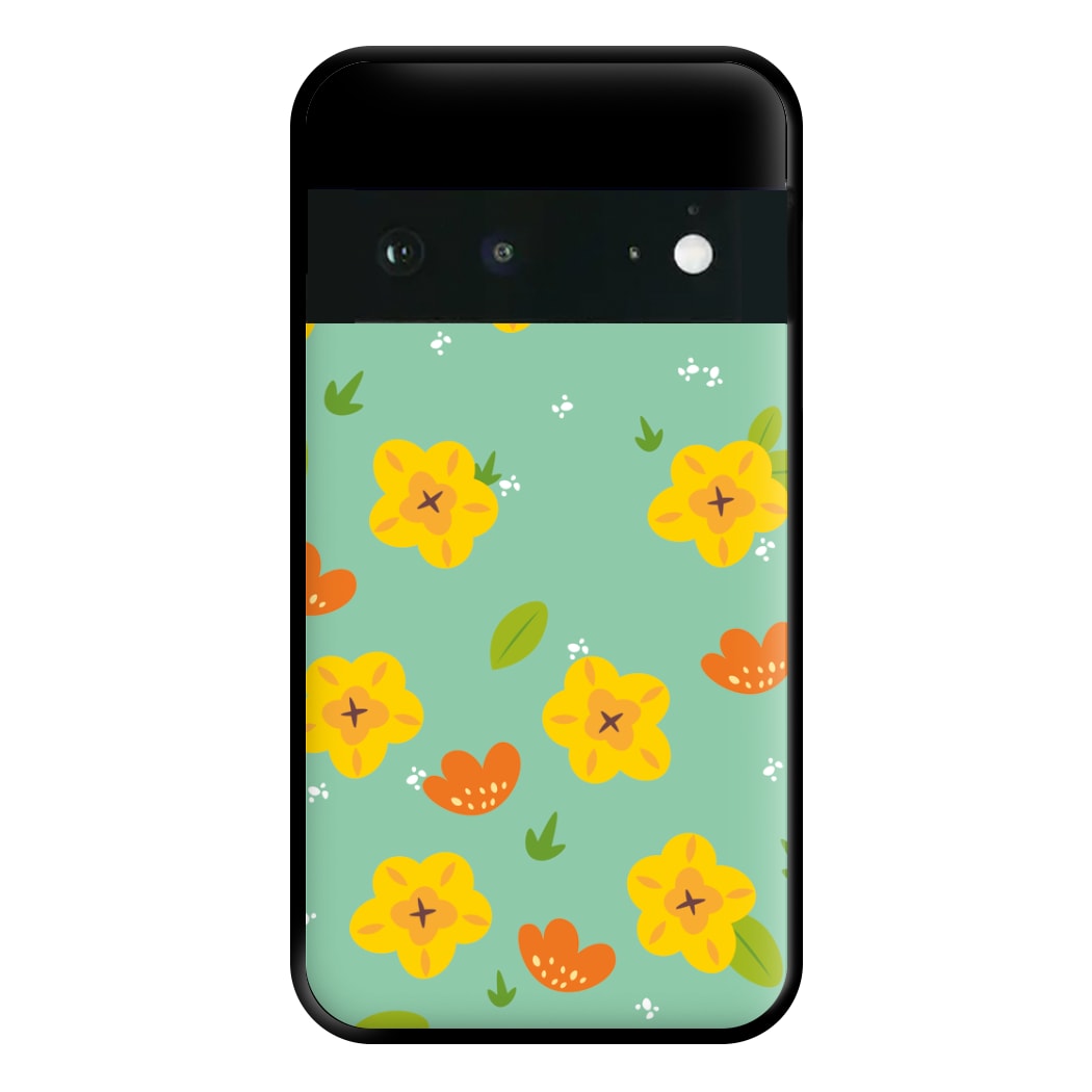 Yellow And Orange Pattern - Floral Phone Case for Google Pixel 6a