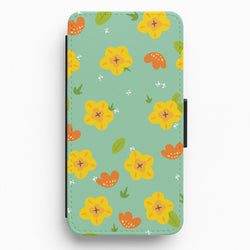 Yellow And Orange Pattern - Floral Flip / Wallet Phone Case