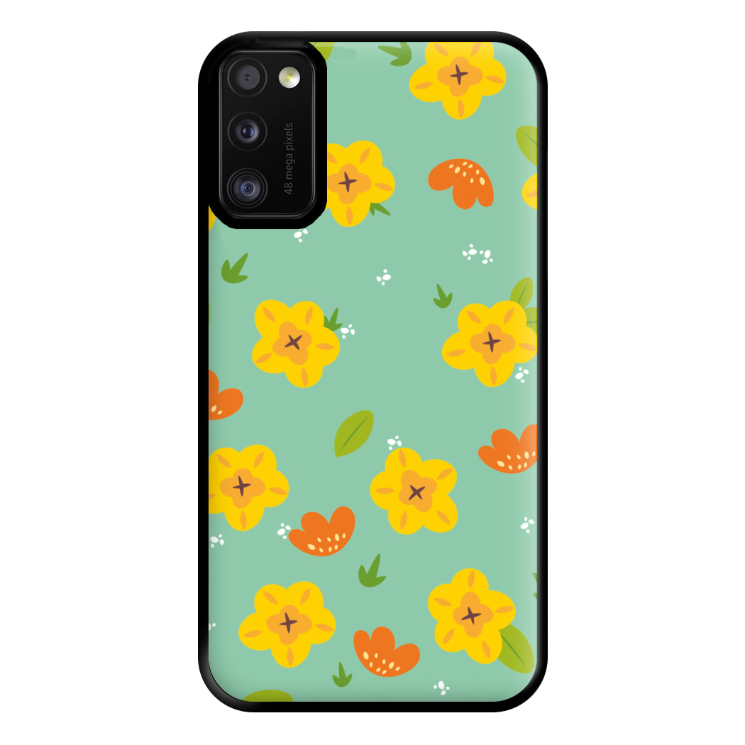 Yellow And Orange Pattern - Floral Phone Case for Galaxy A41