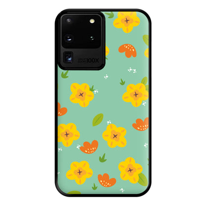 Yellow And Orange Pattern - Floral Phone Case for Galaxy S20 Ultra