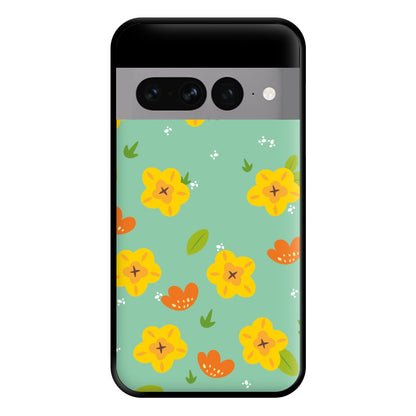 Yellow And Orange Pattern - Floral Phone Case for Google Pixel 7 Pro