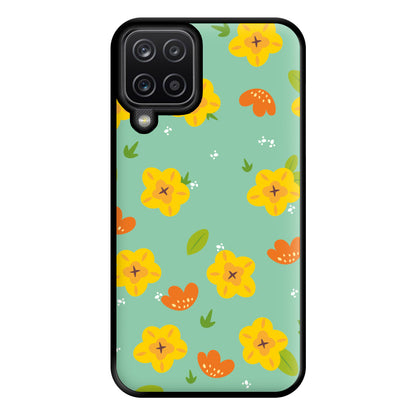 Yellow And Orange Pattern - Floral Phone Case for Galaxy A12