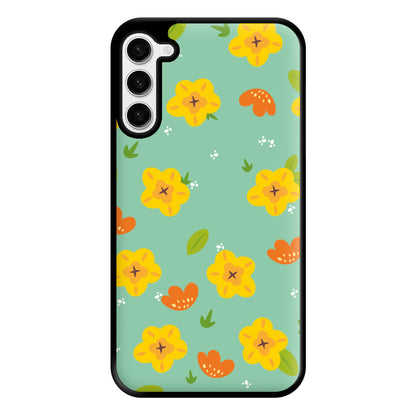 Yellow And Orange Pattern - Floral Phone Case for Galaxy S23 Plus