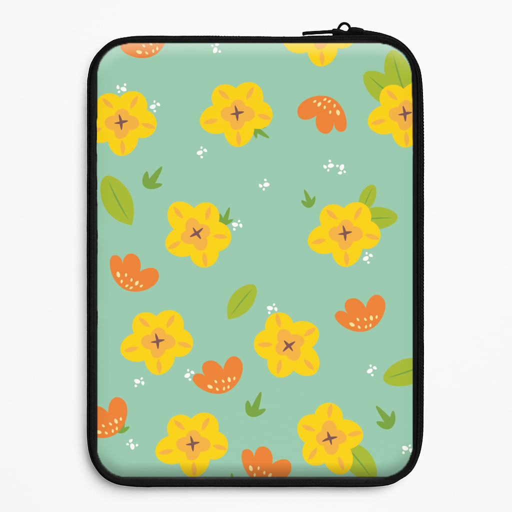 Yellow And Orange Pattern - Floral Laptop Sleeve