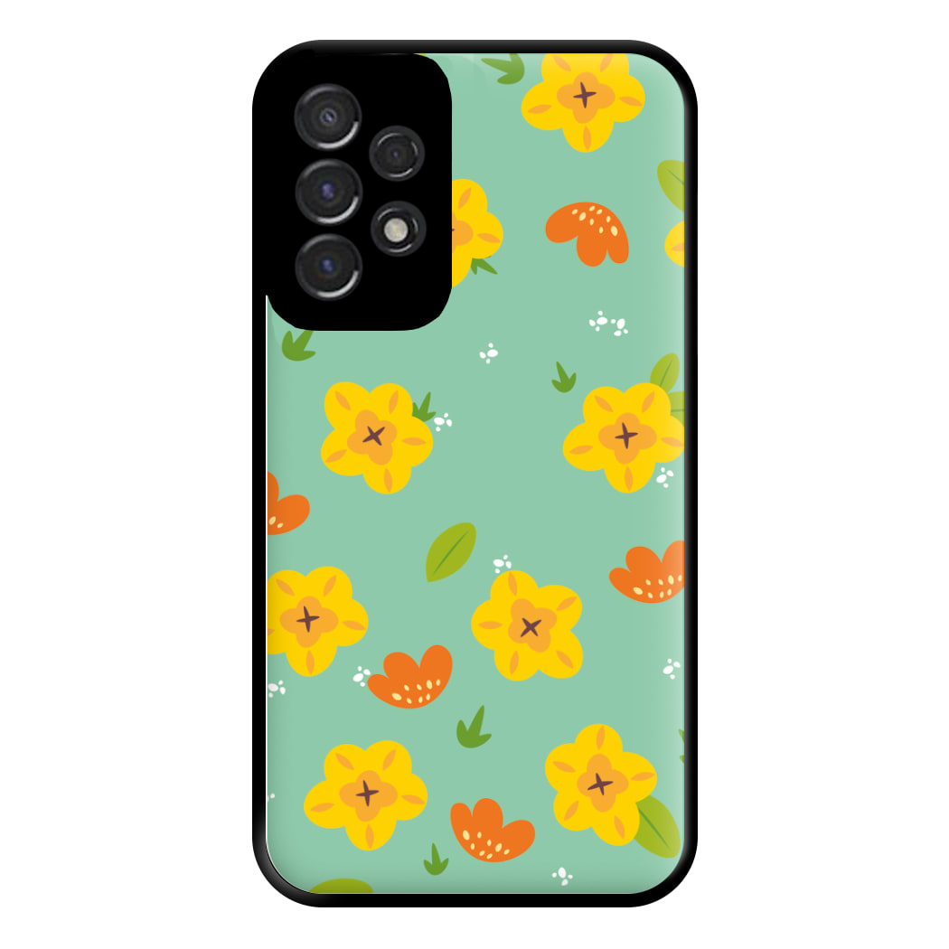 Yellow And Orange Pattern - Floral Phone Case for Galaxy A53