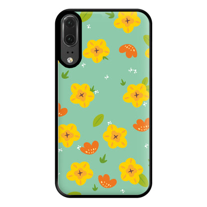 Yellow And Orange Pattern - Floral Phone Case for Huawei P20