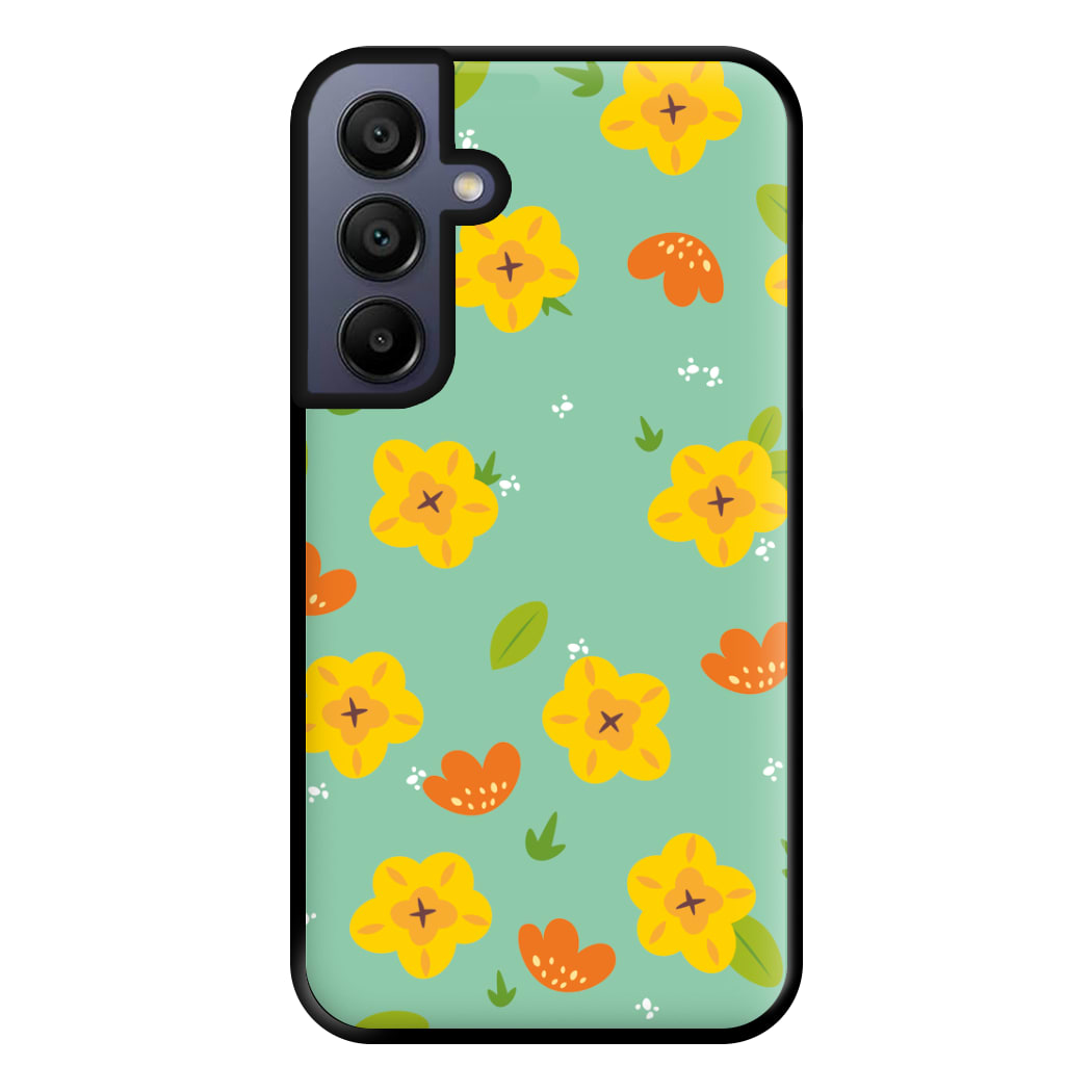 Yellow And Orange Pattern - Floral Phone Case for Galaxy A15