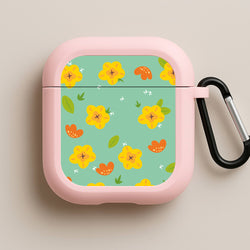 Yellow And Orange Pattern - Floral Pink AirPods Case