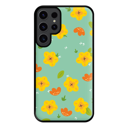 Yellow And Orange Pattern - Floral Phone Case for Galaxy S23 Ultra