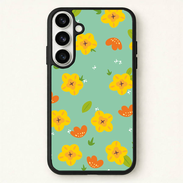 Yellow And Orange Pattern - Floral Phone Case for Galaxy S26