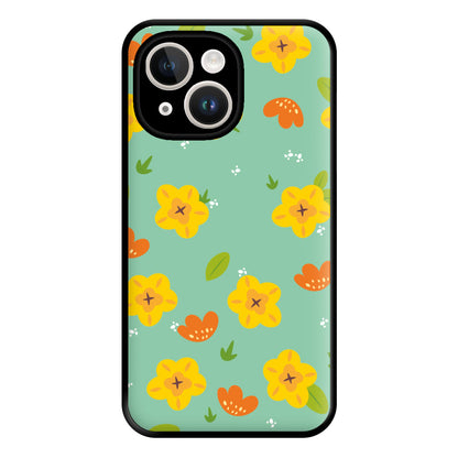 Yellow And Orange Pattern - Floral Phone Case for iPhone 14 Plus